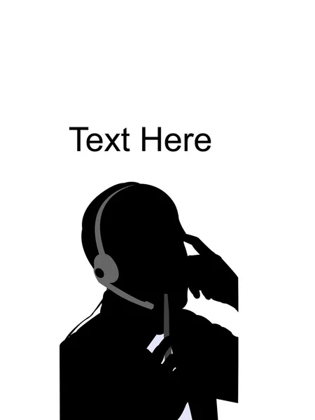 Silhouette eines Mannes mit Headset, der denkt — Stockfoto