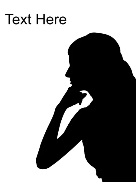 Silhouette of woman with chin on fist — Stock Photo, Image