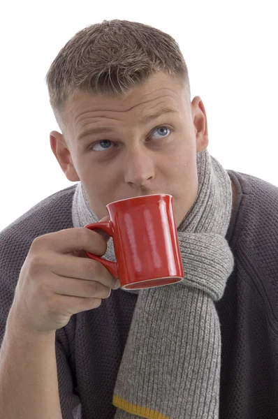 Schöner Mann trinkt Kaffee — Stockfoto