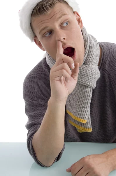 Young man digging his nose — Stock Photo, Image