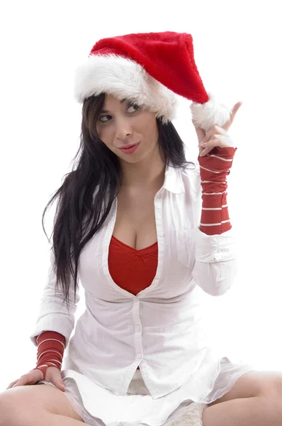 Sexy młoda kobieta w kapeluszu Boże Narodzenie — Zdjęcie stockowe