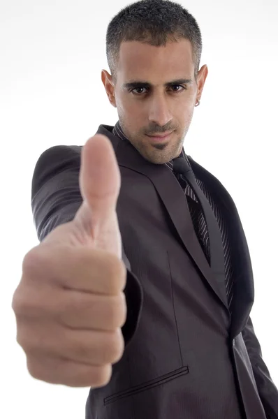 Man showing thumbs up, good luck — Stock Photo, Image