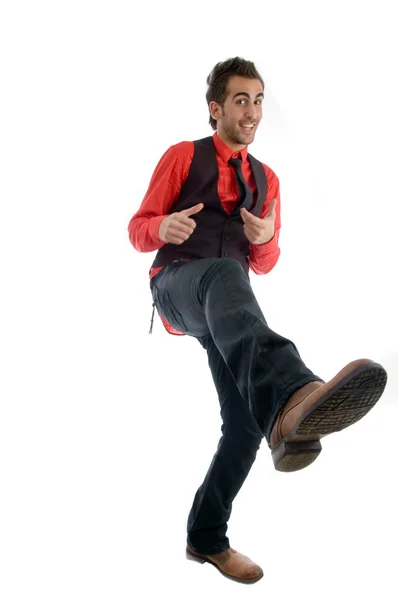 Chladný mužský tanečník se těší — Stock fotografie