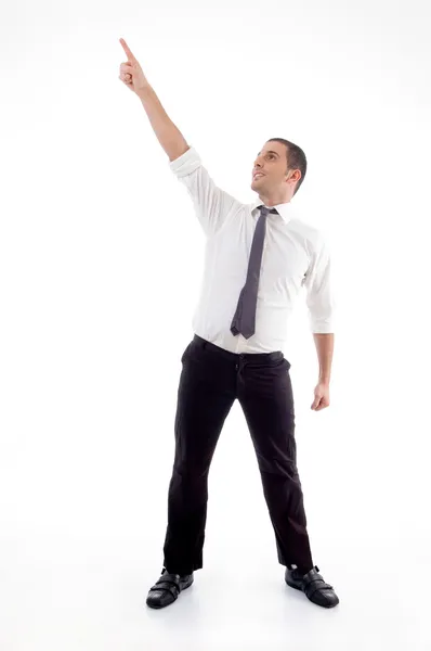 Professional man pointing upwards — Stock Photo, Image