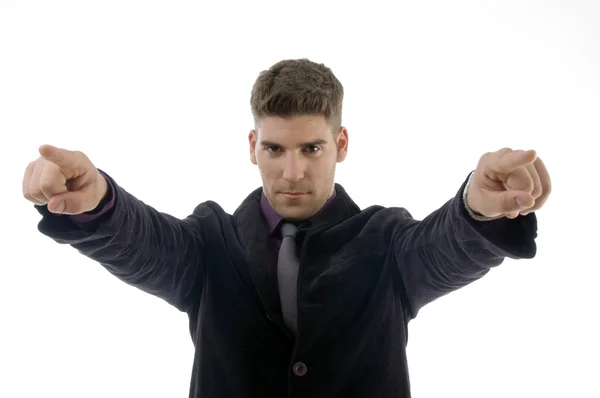 Handsome young attorney pointing — Stock Photo, Image