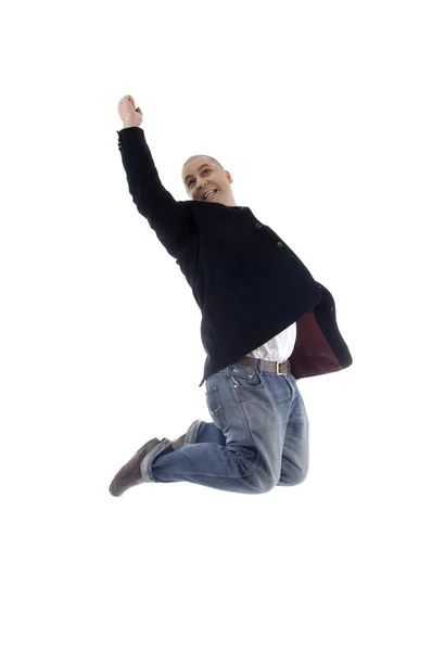 Hombre de negocios exitoso saltando alto — Foto de Stock
