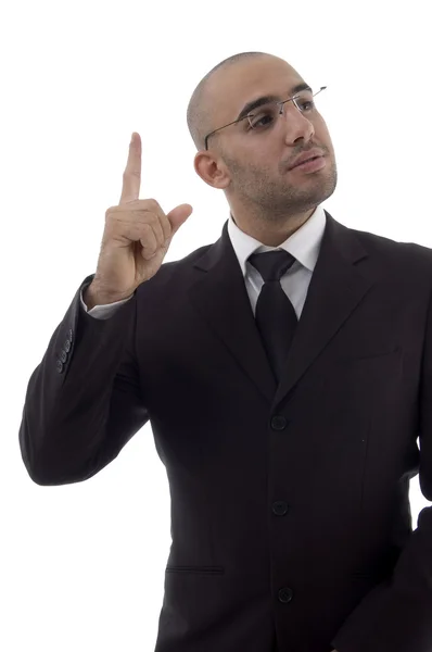 Handsome young lawyer pointing — Stock Photo, Image