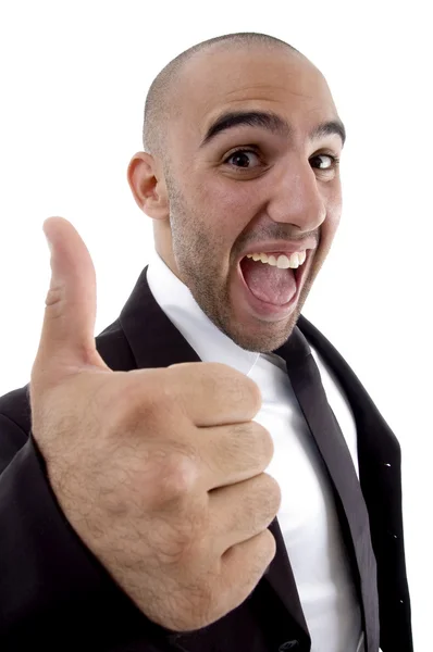 Handsome young attorney with thumbs up — Stock Photo, Image