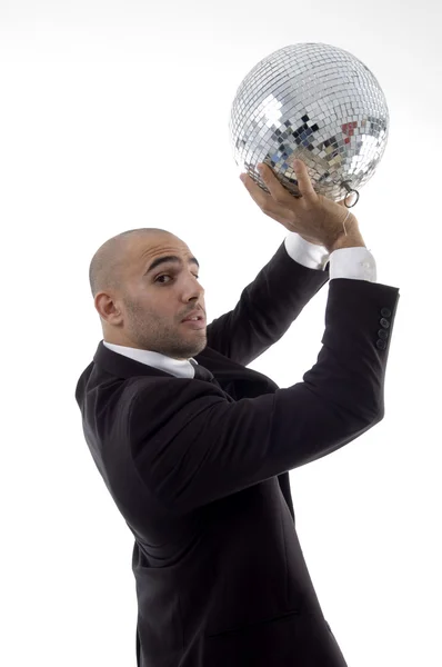 Handsome young lawyer with disco ball — Stock Photo, Image