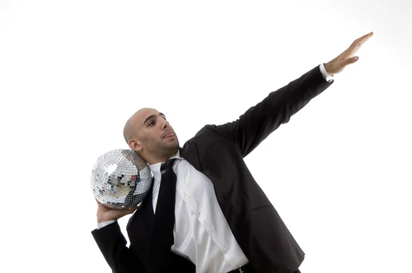 Young corporate man with disco ball — Stock Photo, Image