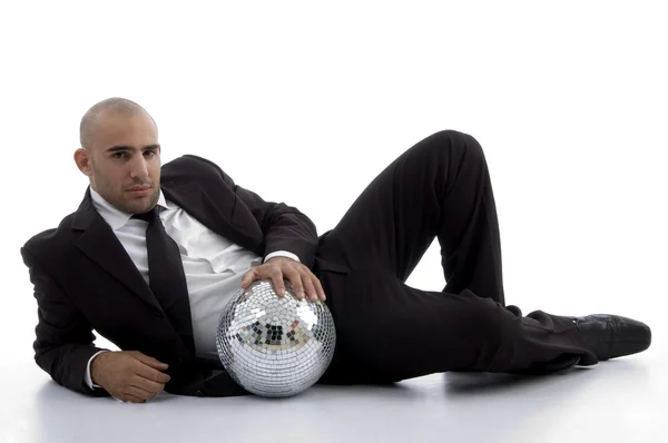 Young accountant posing with disco ball — Stock Photo, Image