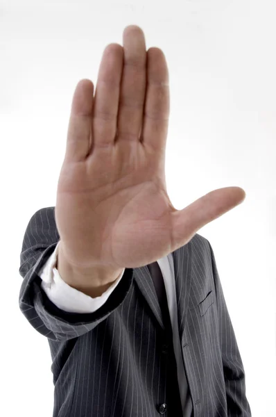 Mladý muž zobrazeno zastavení gesto — Stock fotografie