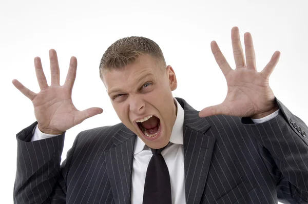 Close up of shouting adult lawyer — Stock Photo, Image