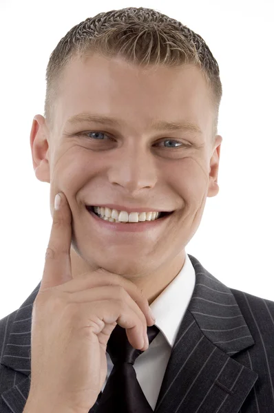 Cheerful face of young businessman — Stock Photo, Image