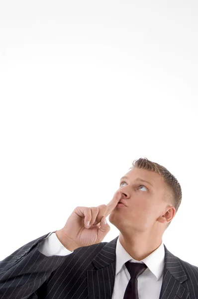 Portrait of man asking to keep silence — Stock Photo, Image