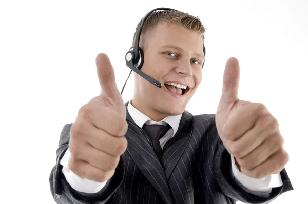 Cheerful young customer service provider — Stock Photo, Image