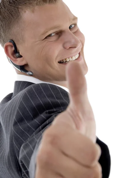 Successful executive with thumbs up — Stock Photo, Image