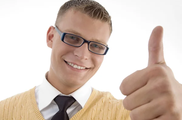 Young student with thumbs up — Stock Photo, Image