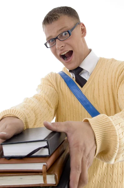 Happy teenager with his study material — Stock Photo, Image