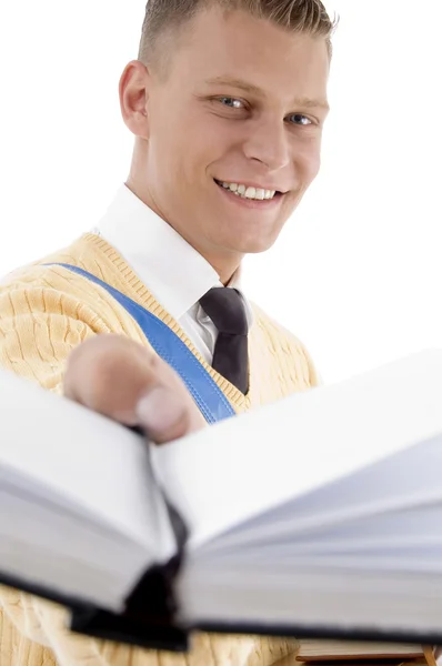 Estudiante inteligente posando con sus libros — Foto de Stock