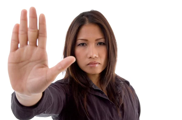 Young female asking to stop — Stock Photo, Image