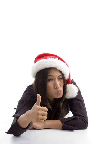 商务男士植物之间的手圣诞节女性出现拇指 — 图库照片