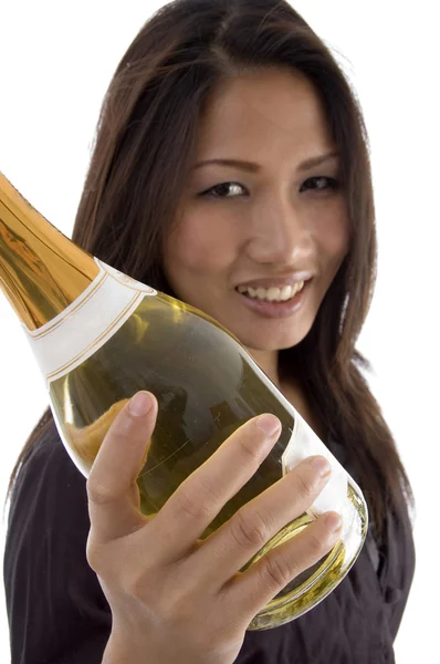 Mujer hermosa manejo champaign — Foto de Stock