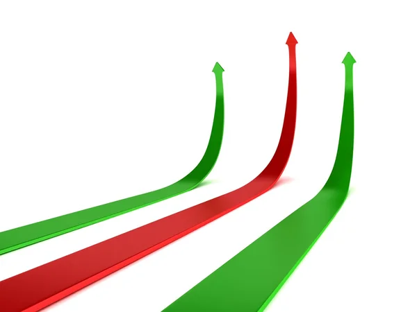 Flechas 3d indicando lucro do negócio — Fotografia de Stock