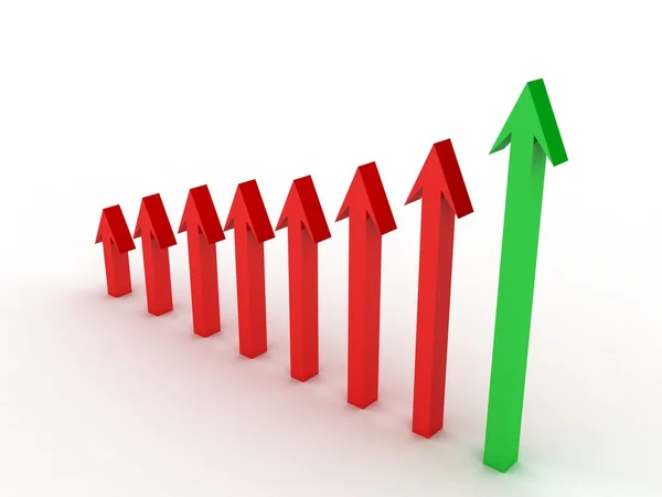 3d arrow indicating profit over loss — Stock Photo, Image