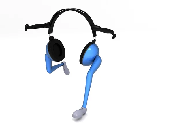 3D-lopende hoofdtelefoon — Stockfoto