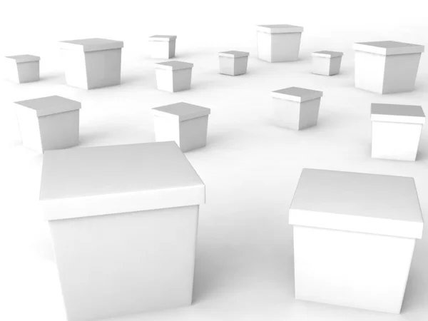 3d white boxes — Stock Photo, Image