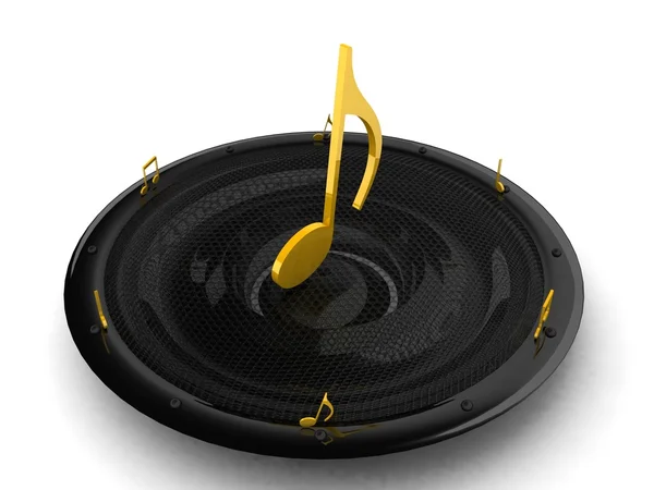 3d musical notes on speaker — Stock Photo, Image