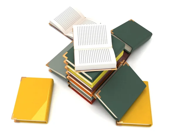 Cuadernos abiertos dispersos 3d —  Fotos de Stock