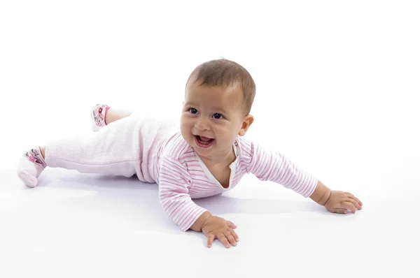Aranyos csecsemő játszik a padló — Stock Fotó
