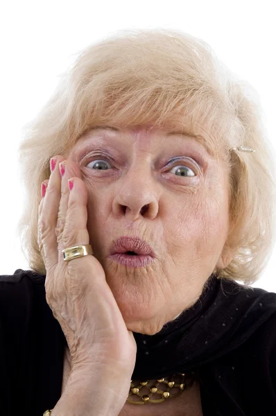 Portrait of surprised old woman — Stock Photo, Image