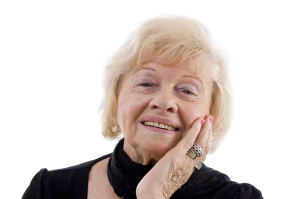 Portret van lachende oude vrouw — Stockfoto