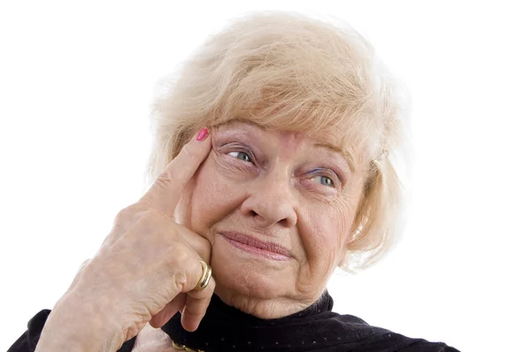 Portrait of thinking old woman — Stock Photo, Image