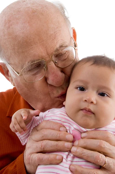 Viejo besando a su nieto — Foto de Stock