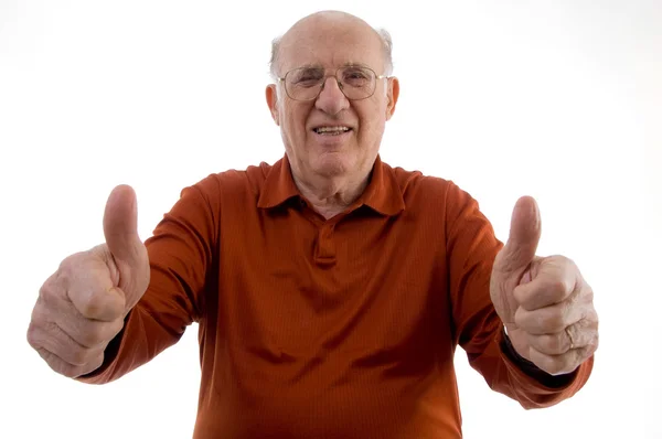 Starý muž ukazuje palec — Stock fotografie