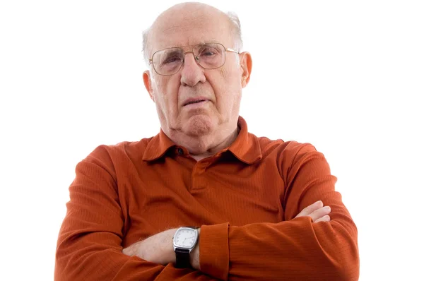 Old man posing with crossed arms — Stock Photo, Image
