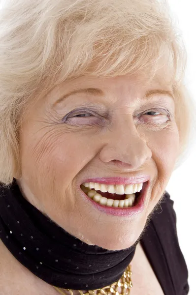 Close up van lachen oude vrouw — Stockfoto