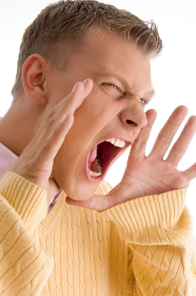 Side pose of angry male yelling — Stock Photo, Image