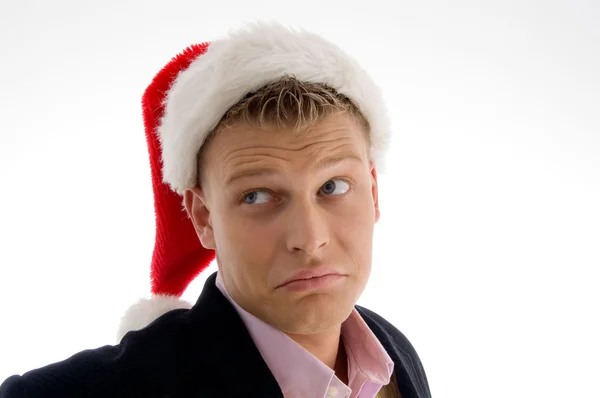 Porträtt av modell bär jul hatt — Stockfoto