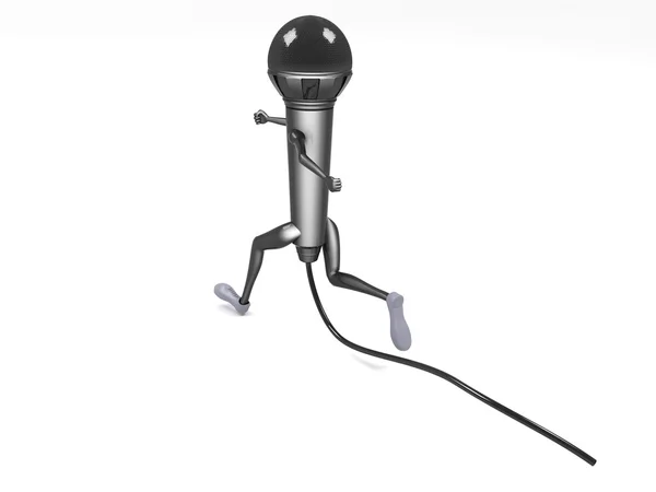 3D работающий микрофон с кабелем Стоковая Картинка