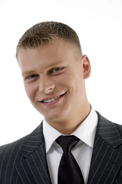 Porträtt av leende unga manager Stockfoto