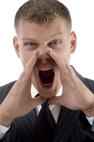 Retrato del joven gerente gritando Imagen De Stock