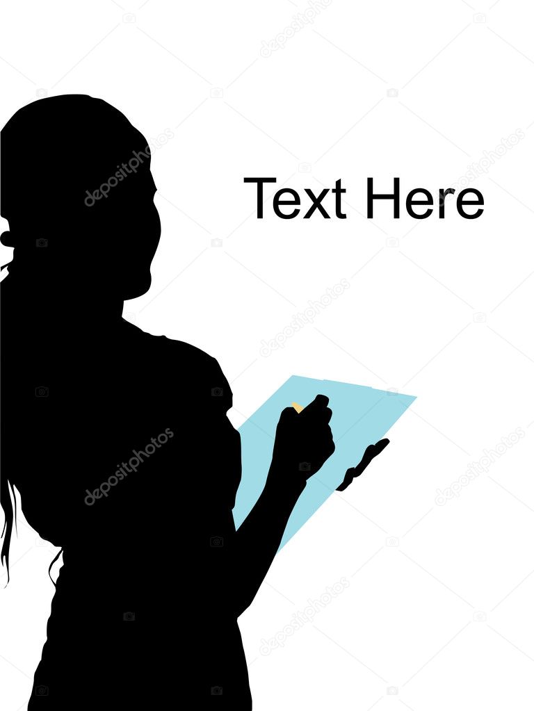 Silhouette of young businesswoman