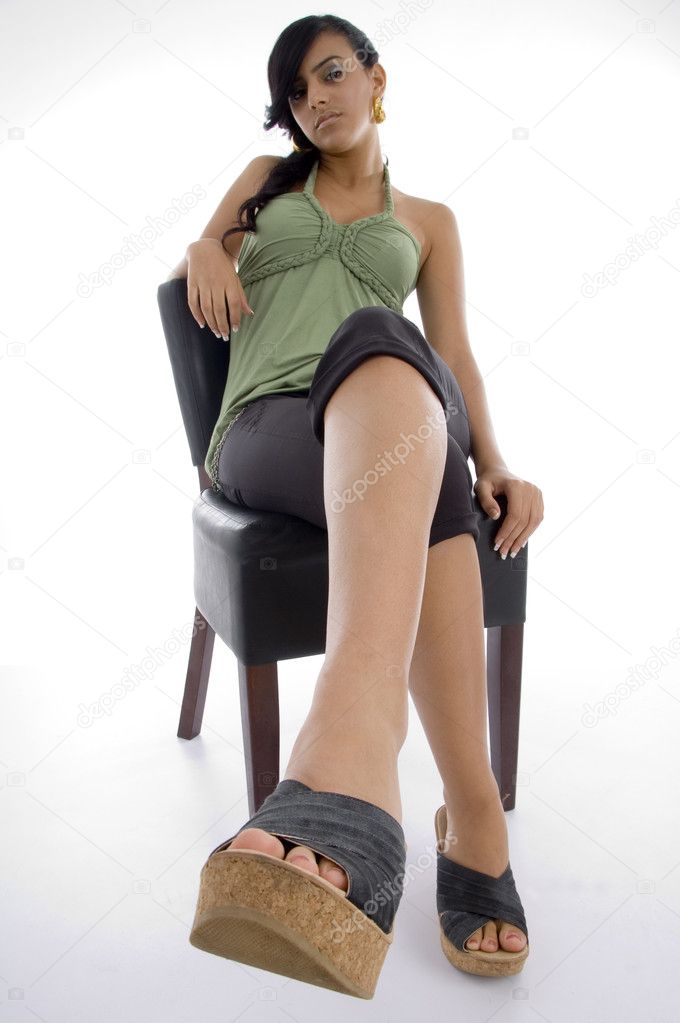 Sitting young female model