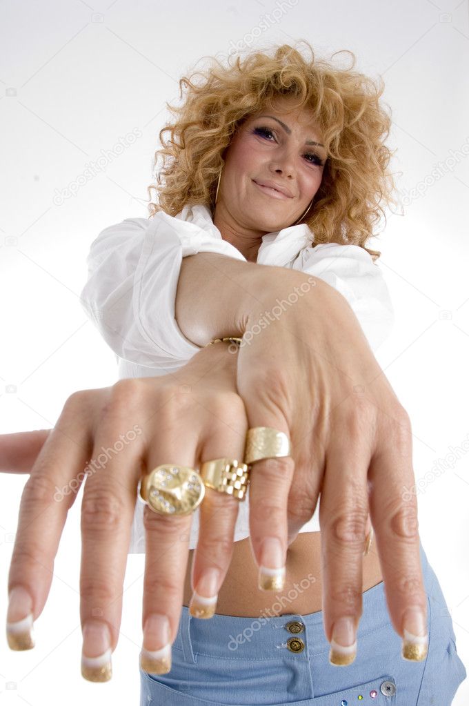 Woman showing her finger rings