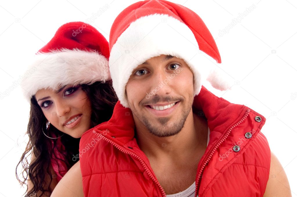 Young friends dressed in christmas hat